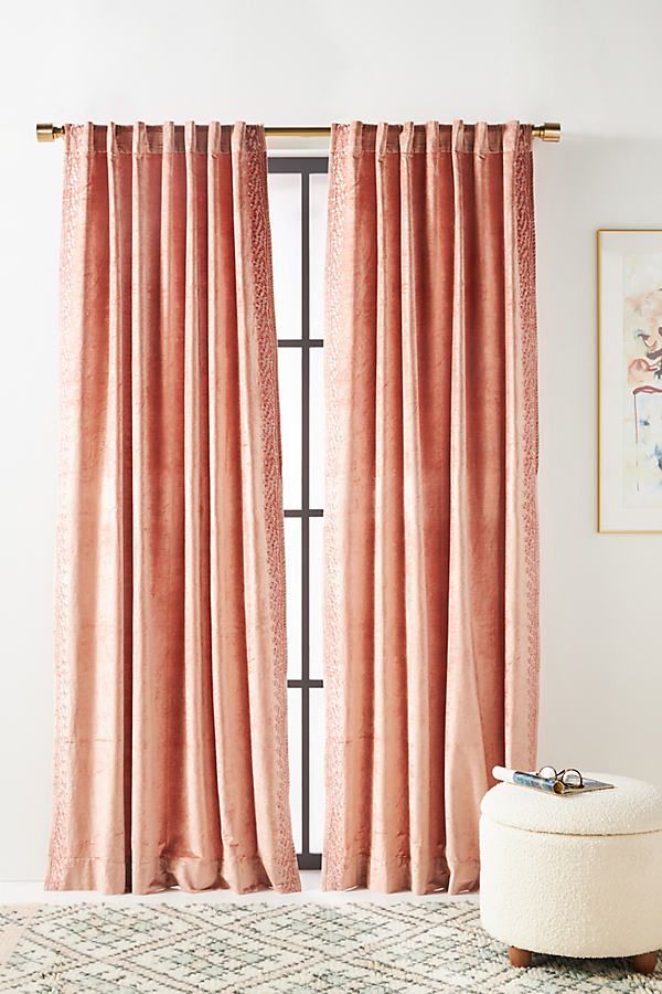 Tobias Velvet Curtain By Anthropologie in Pink Size 50" X 96 | Anthropologie (US)