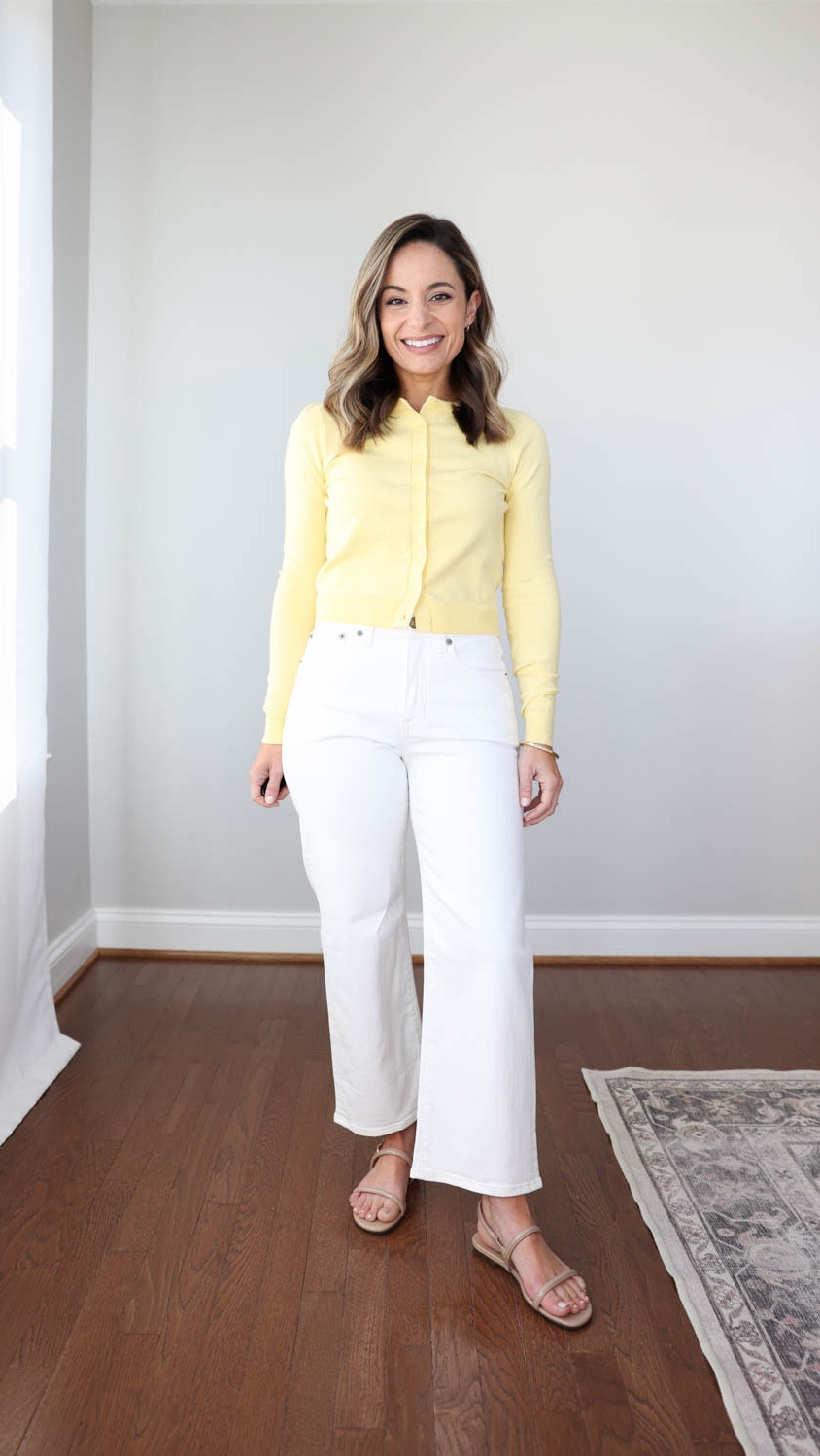 A review of the slim-wide jeans from @jcrew in both classic and petite length. #ad 

Slim-wide jean: 24 Classic - true to size | 27” inseam 
Slim-wide jean: 24 Petite - true to size | 25” inseam 
Audrey sandals in patent leather: true to size 
Jackie cardigan in premium ultra-fine cotton: XXS - size up if in between sizes 
Pintuck shell top in ramie with embroidered florals: XXS

#injcrew 


#LTKPetite