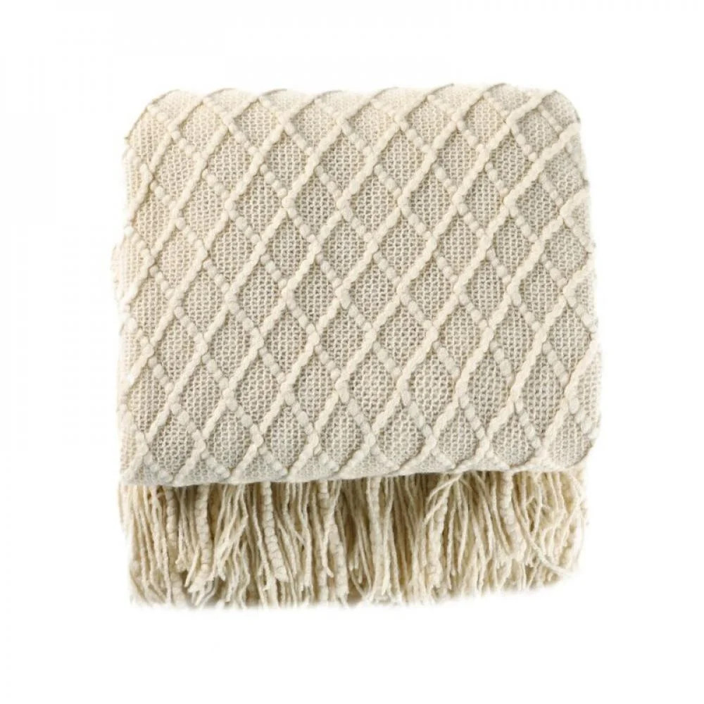 Textured Knitted Soft Throw Blanket With Tassels Warm Fluffy Cozy Plush For Fall Spring Couch Bed... | Walmart (US)