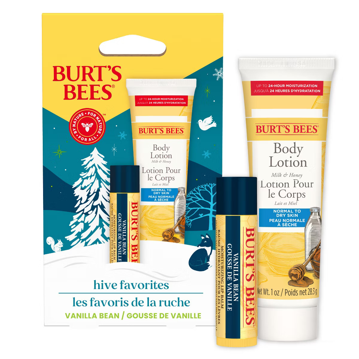 Burt's Bees Holiday Hive Favorites Gift Set - Lip Balm + Body Lotion - Vanilla Bean - 1.15oz | Target