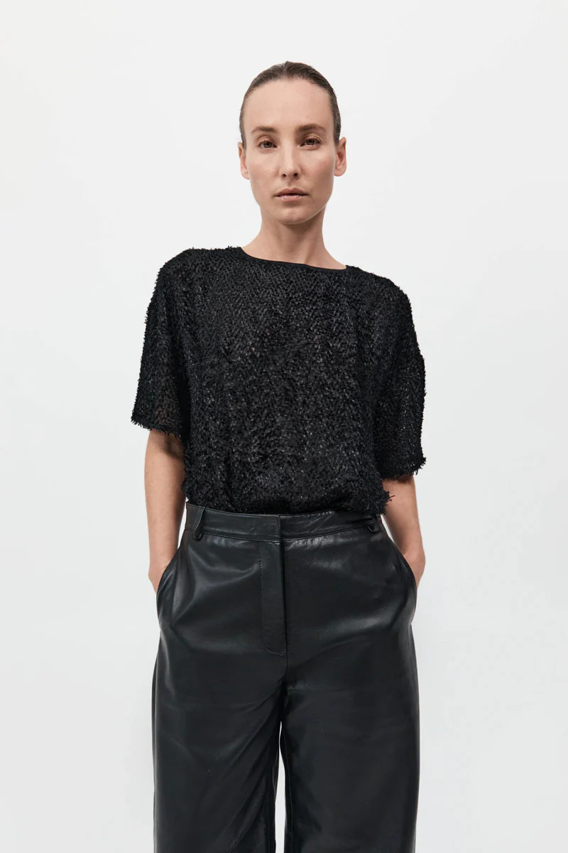 Feathered Silk Tee - Black | St. Agni (US, UK, EU)