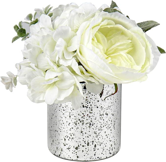 Fake Flowers in Vase Fake Peony Hydrangea Flower Decorations for Home Office Kitchen Table Decor-... | Amazon (US)