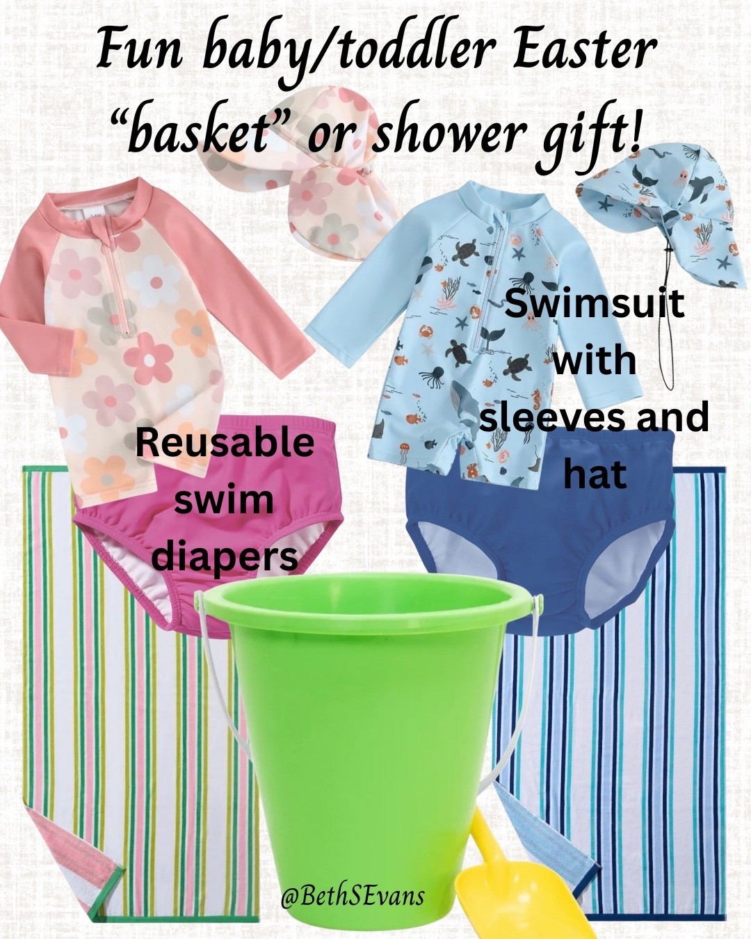 A cute Easter basket or baby shower gift for this time of year! The little ones are too small to eat candy so equipping mom and dad with the items for a fun day at the beach or pool makes a fun gift! I have also linked up other baby/toddler items for the beach or pool they might need  

#LTKBaby #LTKTravel #LTKmomlife