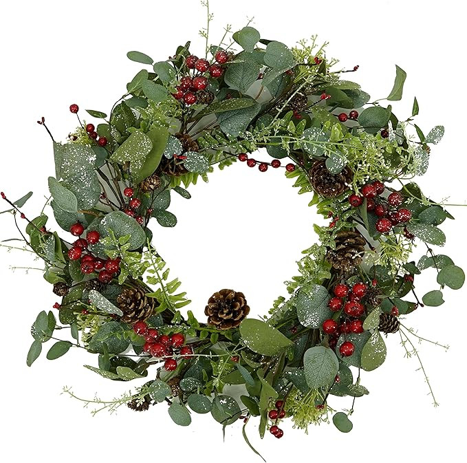 WreathDream Artificial Christmas Wreath Winter Wreath with Eucalyptus Leaves,Pine Cones,Red Berry... | Amazon (CA)
