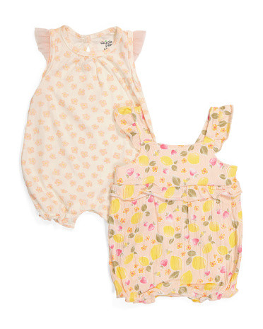 Newborn Girl 2pk Fruit Rompers Set | TJ Maxx
