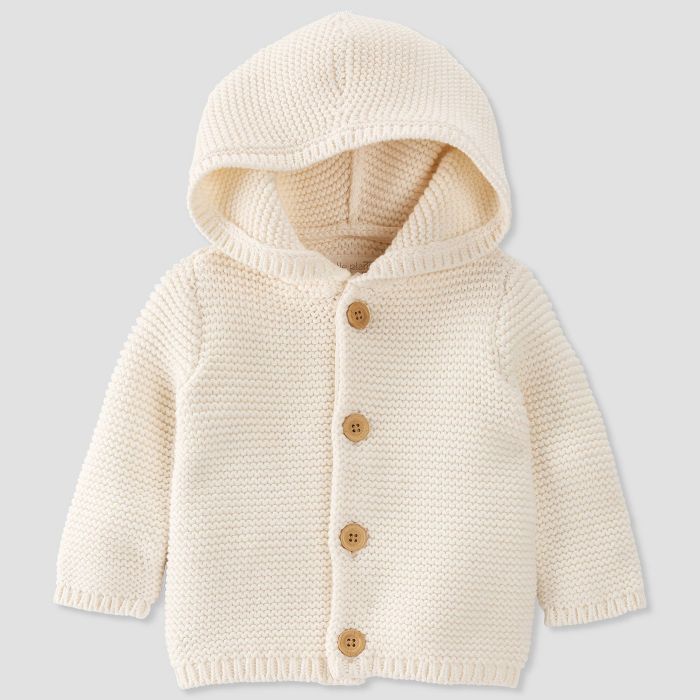 Baby Hooded Sweater Cardigan - little planet by carter's Cream | Target