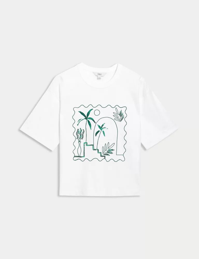 Pure Cotton Printed Oversized T-Shirt | Marks & Spencer (UK)