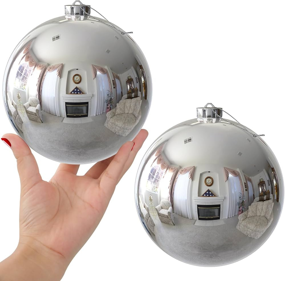 Silver 6.0" Extra Large Christmas Balls - Christmas Tree Decoration Ornaments Shatterproof Hangin... | Amazon (US)