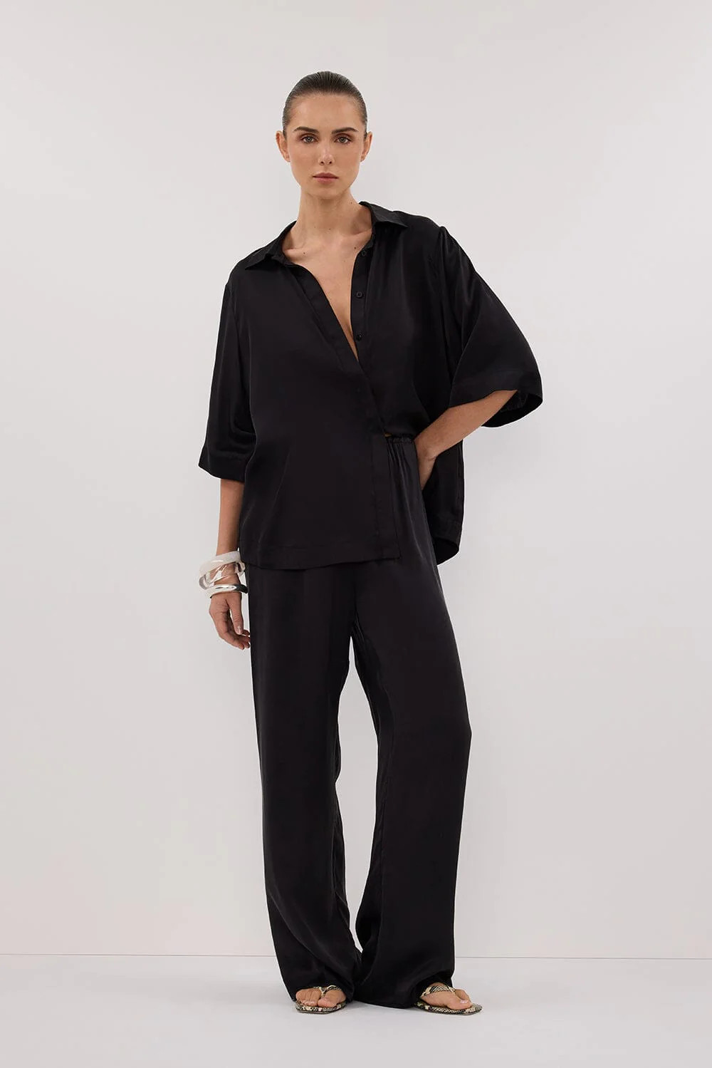 PERCY BLACK SILK PANT | DISSH