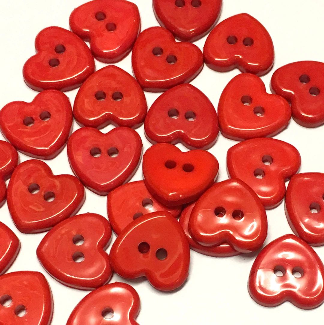 10 Red Heart Buttons Red Buttons Heart Shaped Buttons Baby - Etsy | Etsy (US)