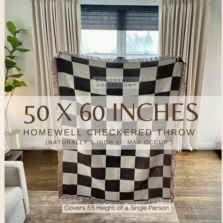 HOME UP FIFTH Checkered Blanket | Checkerboard Pattern Throw Blanket with Fringe for styling and ... | Walmart (US)