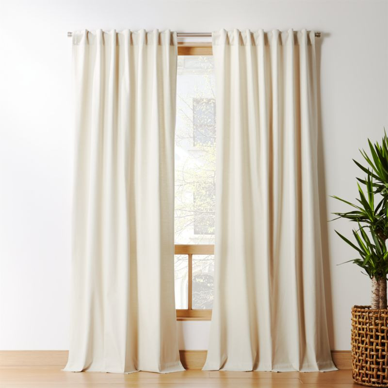 Basketweave Natural Tan Cotton Window Curtain Panel 48"x84" + Reviews | CB2 | CB2