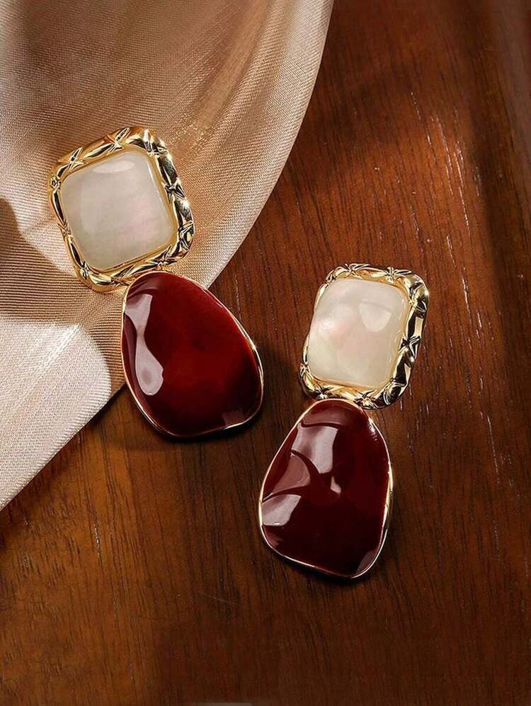 1 Pair Of Fashionable Square Dangling Earrings, Preferred For Women's Daily Decoration | SHEIN