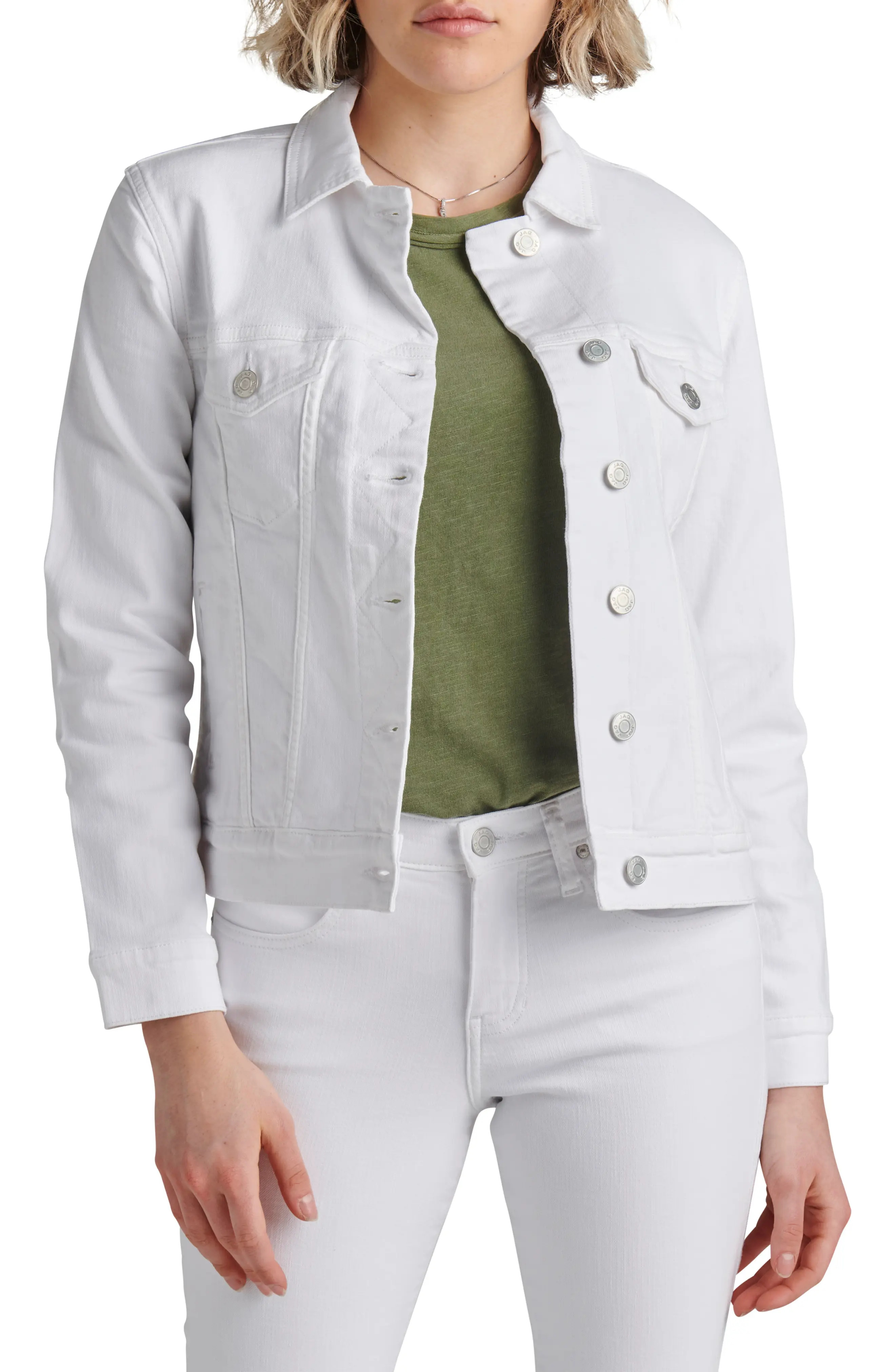 Jag Jeans Kiara Classic Denim Jacket in White at Nordstrom, Size Small | Nordstrom