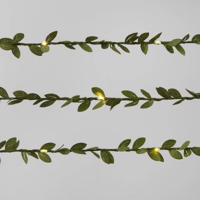 30ct LED Green Leaf Garland Dewdrop Christmas String Lights Warm White with Green Wire - Wondersh... | Target