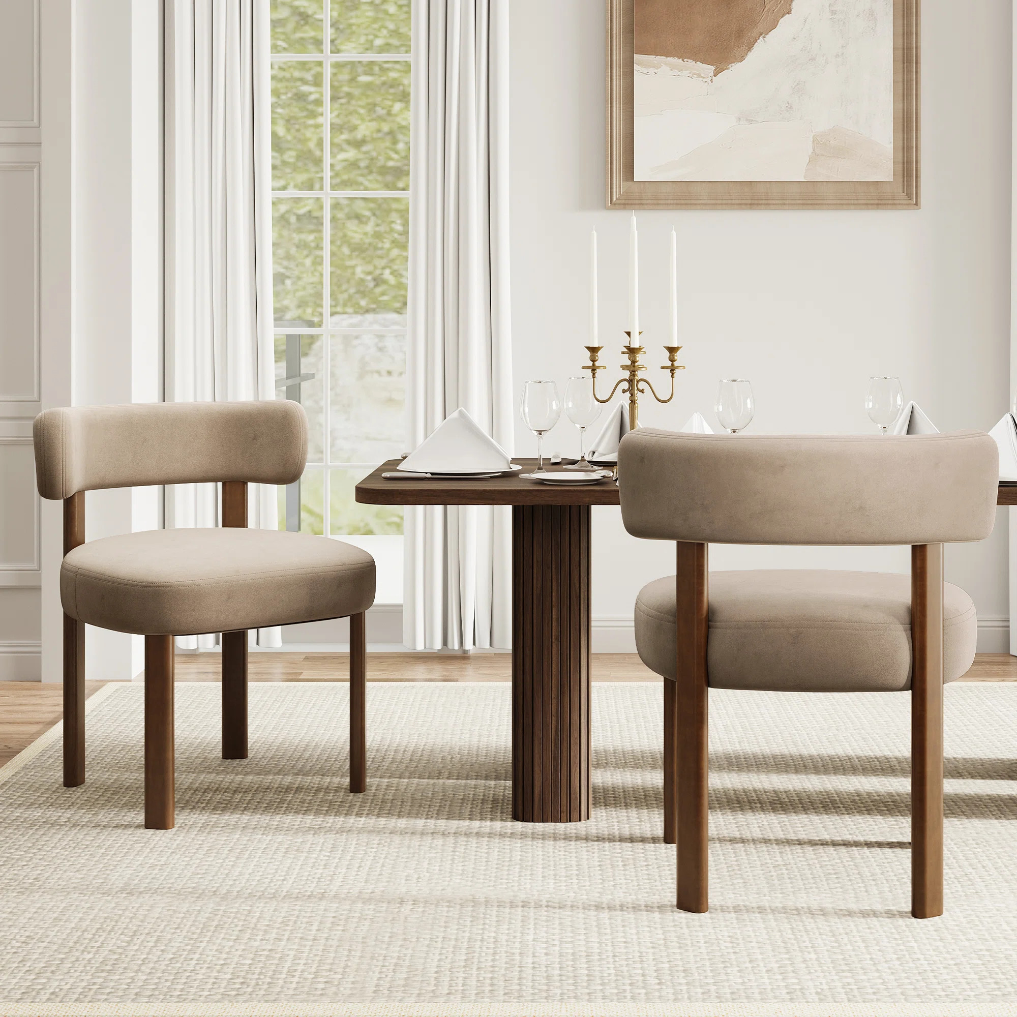 Upholstered Solid Wood Dining Chair Side Chair (Set of 2) | Wayfair North America