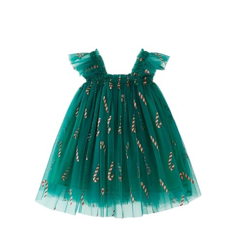 Toddler Baby Girl Christmas Outfit Candy Cane Print Sleeveless Layered Tulle Tutu Dress Xmas Princess Dresses (US, Age, 6 Months, 12 Months, Green) | Amazon (US)