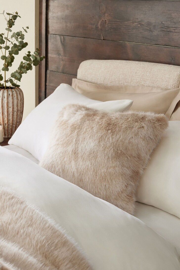Mink Brown 43 x 43cm Loulou Faux Fur Cushion | Lipsy