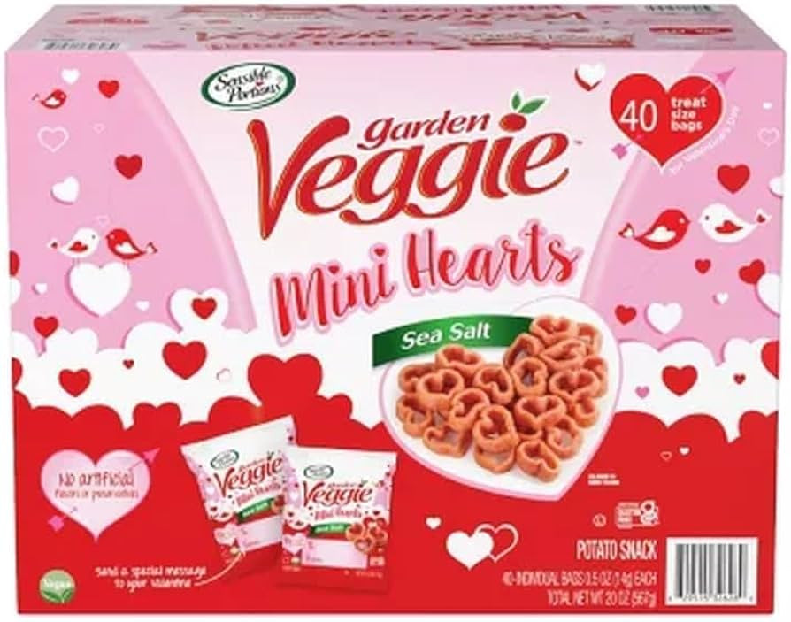 Garden Veggie Snacks Mini Hearts Sea Salt Veggie Chips (40 pk.) - Fun Shapes for Valentine's Day ... | Amazon (US)