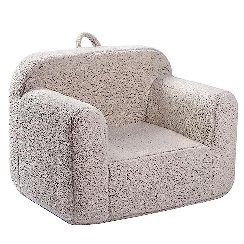 MOMCAYWEX Kids Snuggly-Soft Sherpa Chair, Cuddly Toddler Foam Chair for Boys and Girls, Light Grey | Amazon (US)