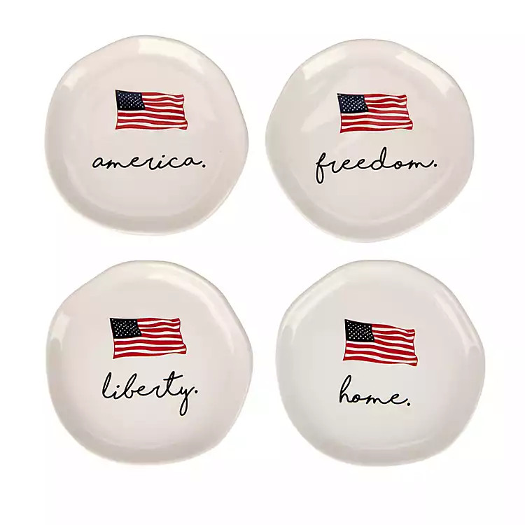 New! Patriotic Sentiment Appetizer Plates, Set of 4 | Kirklands