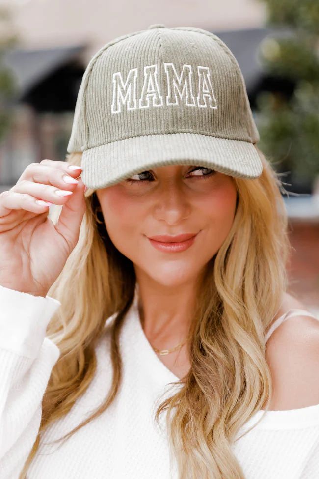 Mama Block Olive Corduroy Hat | Pink Lily