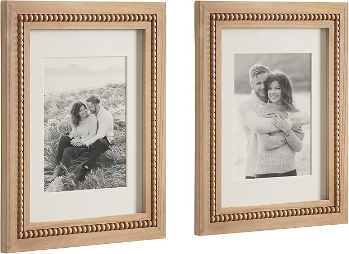 Kate and Laurel Sorell Modern Beaded Coastal Picture Frame Set of 2, 11 x 14 matted to 8 x 10, Na... | Amazon (US)