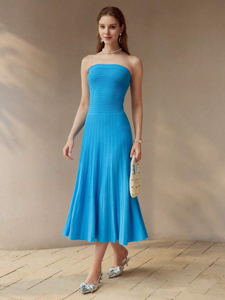 MOTF PREMIUM WOMEN PLAIN FLARED HEM TUBE DRESS | SHEIN