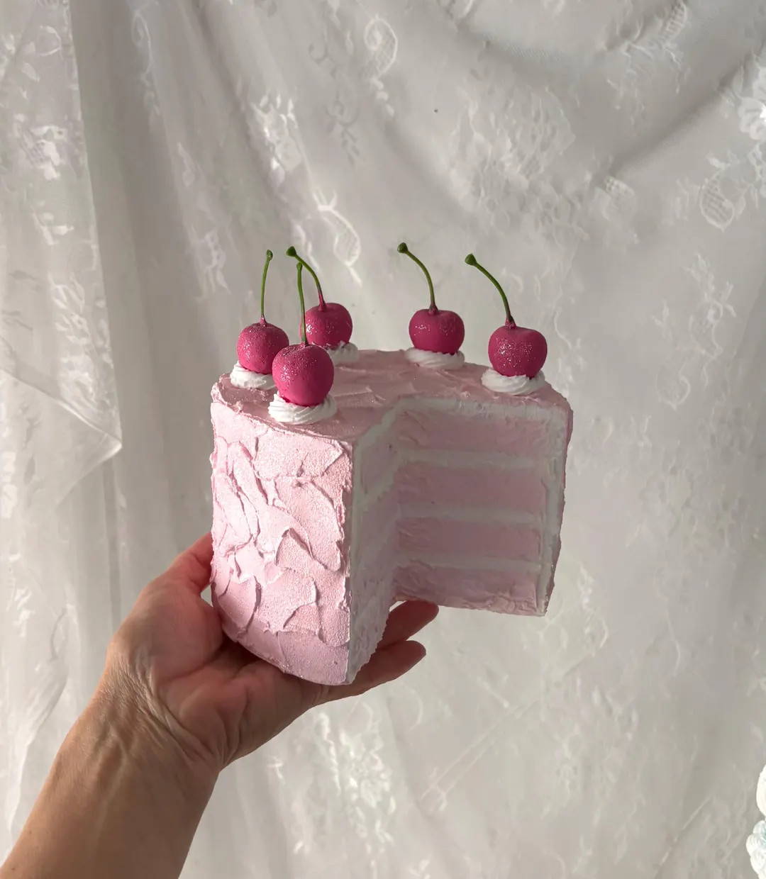 Pink fake cake, pink cherry faux cake, 6 inch  cake | Etsy (US)