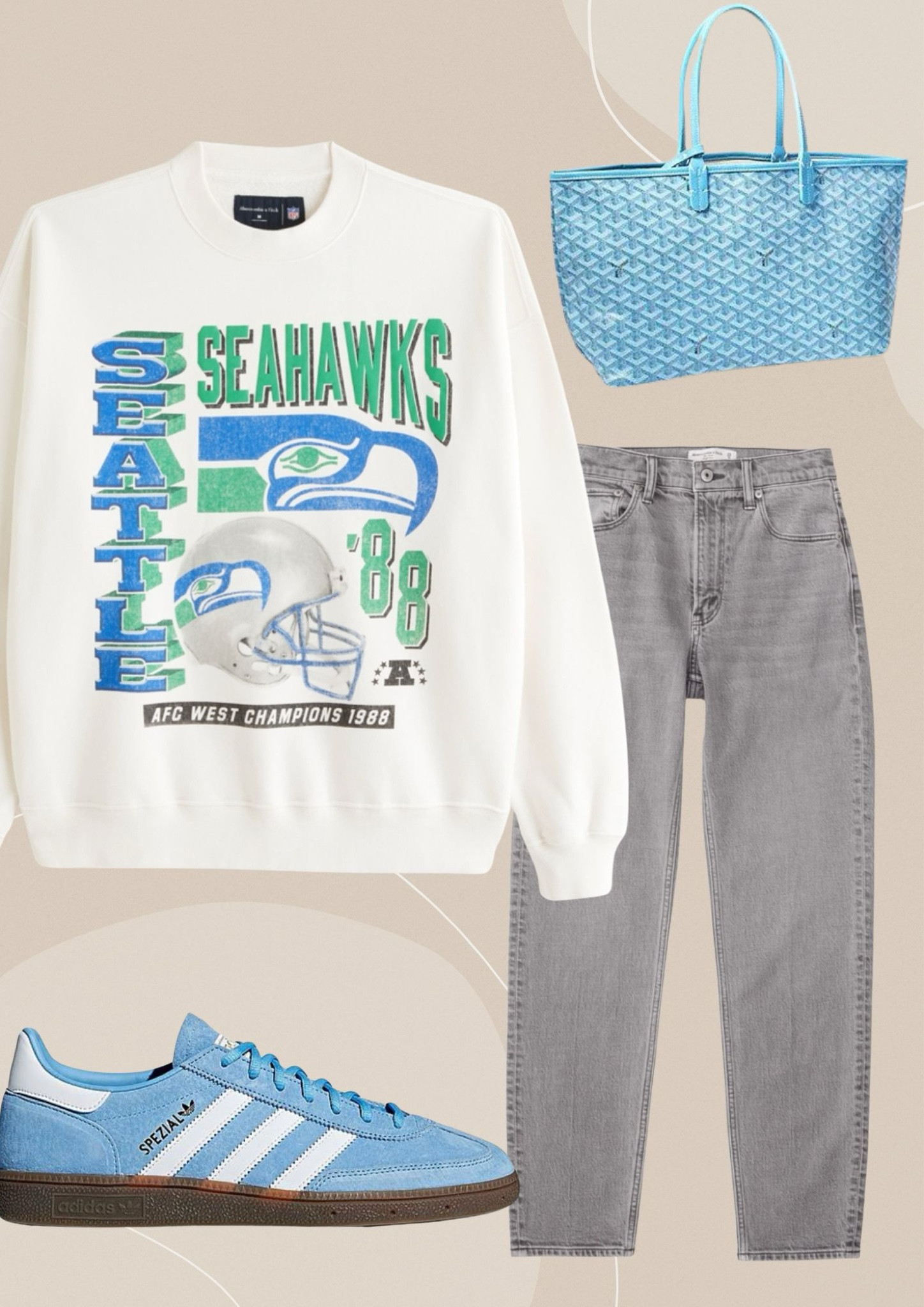 Fall outfit idea 
Abercrombie & fitch, NFL, Seahawks, adidas spezial handball, goyard, yellow app dupe

#LTKSeasonal #LTKFindsUnder100 #LTKShoeCrush