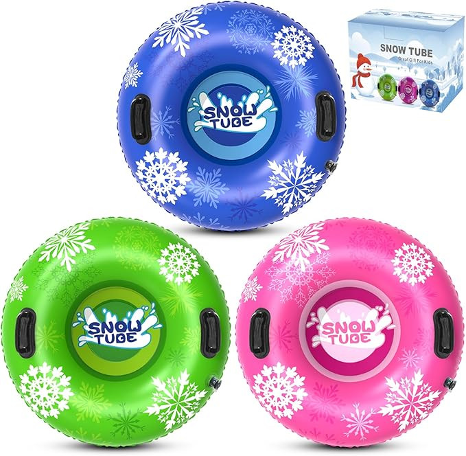 Snow Tube, 3Packs/4Packs for Whole Family Inflatable Snow Sled for Kids and Adult, Thickened Heav... | Amazon (US)