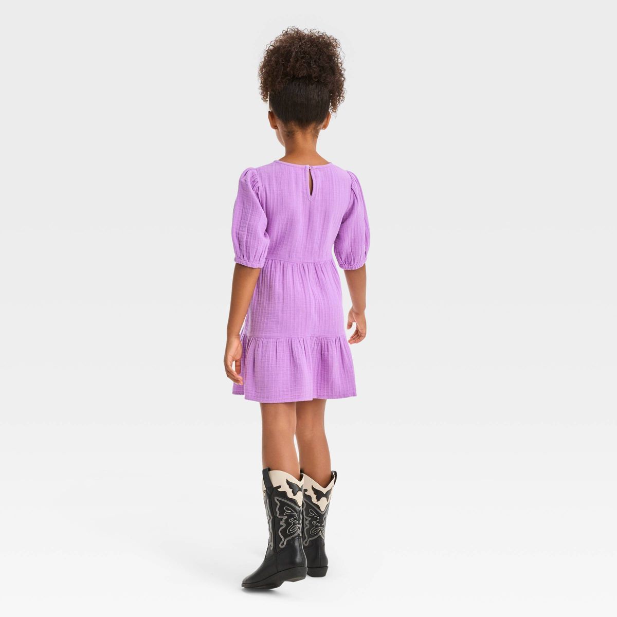 Girls' Short Sleeve Gauze Dress - Cat & Jack™ Violet XL | Target