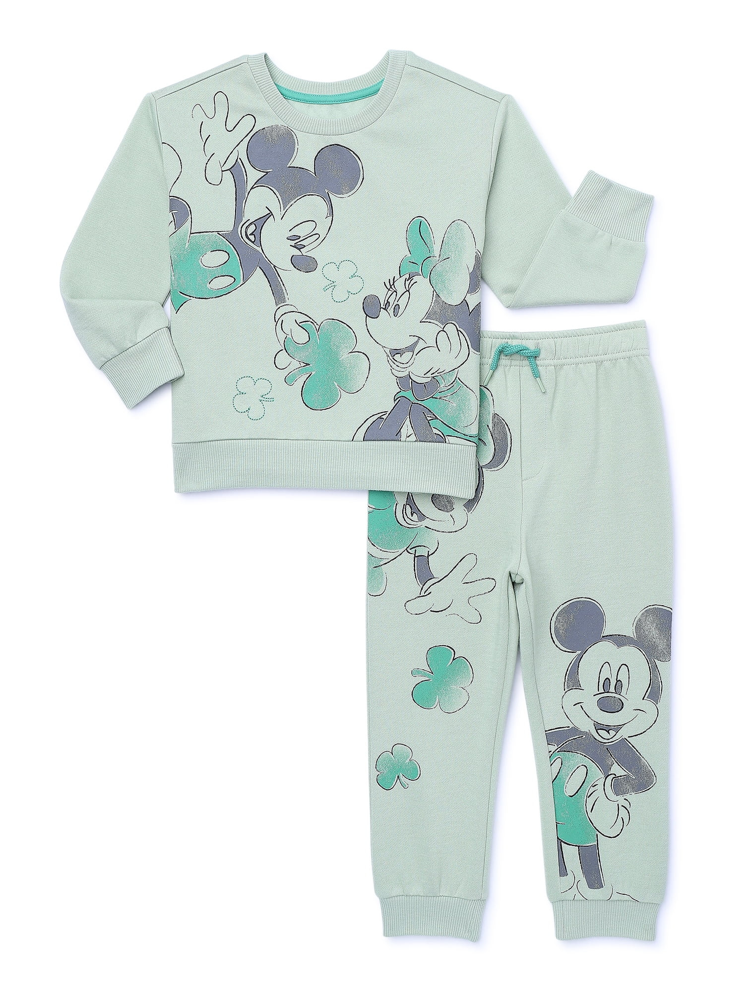 Disney Minnie and Mickey Toddler Girls St. Patrick's Day Pullover and Joggers Set, 2-Piece | Walmart (US)