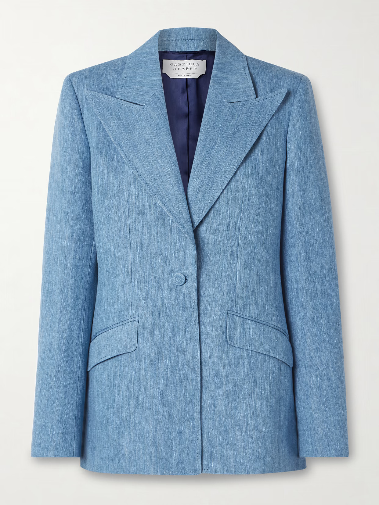 Gabriela Hearst - Leiva Cotton And Linen-blend Chambray Blazer - Blue | NET-A-PORTER (US)
