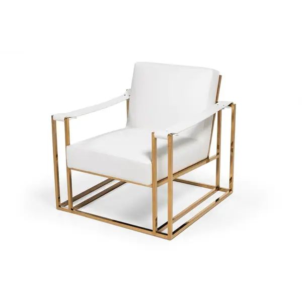 Modrest Larson Modern White Leatherette & Gold Accent Chair | Bed Bath & Beyond