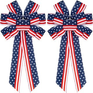 2Pcs Large Patriotic Wreath Bow Red Blue Stars and Stripes Bow 4th of July American Flag | Michaels Stores