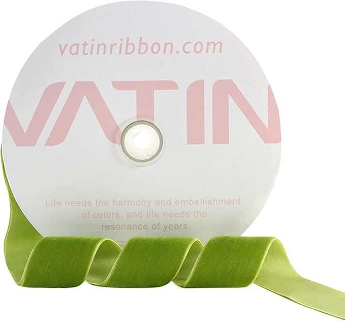 VATIN Light Green Velvet Ribbon 1-1/2" Green Premium Plush Velvet Woven Edge Velvet Ribbon for Ch... | Amazon (US)