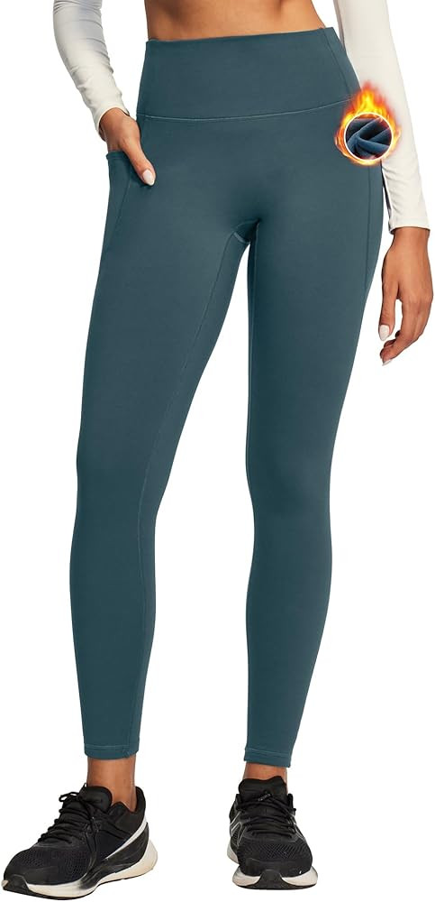 Ewedoos Fleece Lined Leggings Women Tummy Control with Pockets No Front Seam Warm Thermal Legging... | Amazon (US)