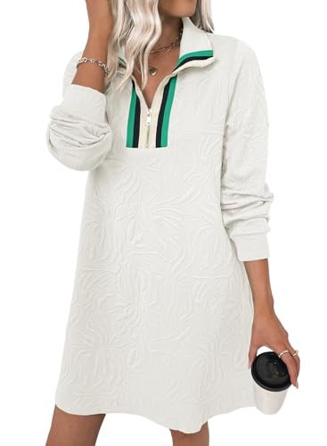 BLENCOT Dresses for Women 2025 Casual Half Zip V Neck Spring Mini Sweater Dress Long Sleeve Fashi... | Amazon (US)