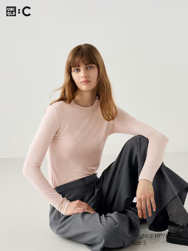 WOMEN'S UNIQLO : C HEATTECH EXTRA WARM CASHMERE BLEND CREW NECK LONG SLEEVE T-SHIRT | UNIQLO AU | Uniqlo Australia