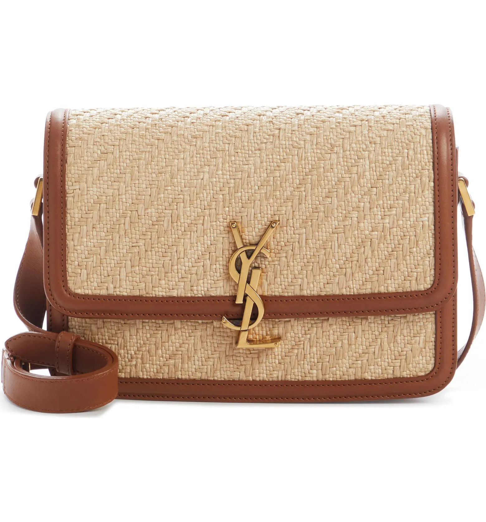 Saint Laurent Small Solfernio Raffia Shoulder Bag | Nordstrom | Nordstrom