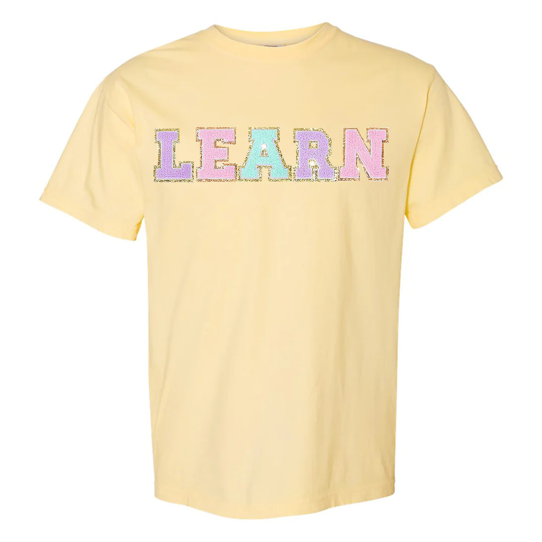 Learn Letter Patch Comfort Colors T-Shirt | United Monograms