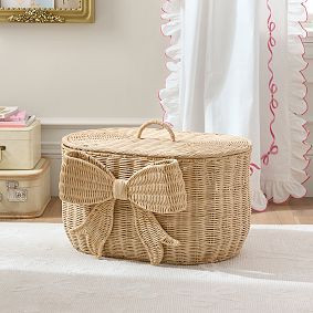 LoveShackFancy Woven Bow Lidded Trunk (23"x15") | Pottery Barn Teen