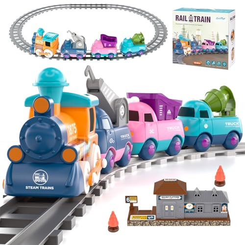 Train Set for Toddlers Toys for Ages 2-4,Toddler Toys for 1 2 3 4 Year Old Boy Girl Gifts, Electric Train Toy Set with Music, Light, Tracks, Learning Toy for 1 2 3 4 Year Old Boys Girls Birthday Gift | Amazon (US)