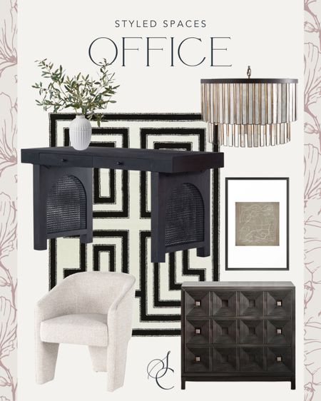 Modern neutral black and white office design

desk, rug, chair, cabinet, chandelier, art, faux olive plant 

#LTKsalealert #LTKstyletip #LTKhome