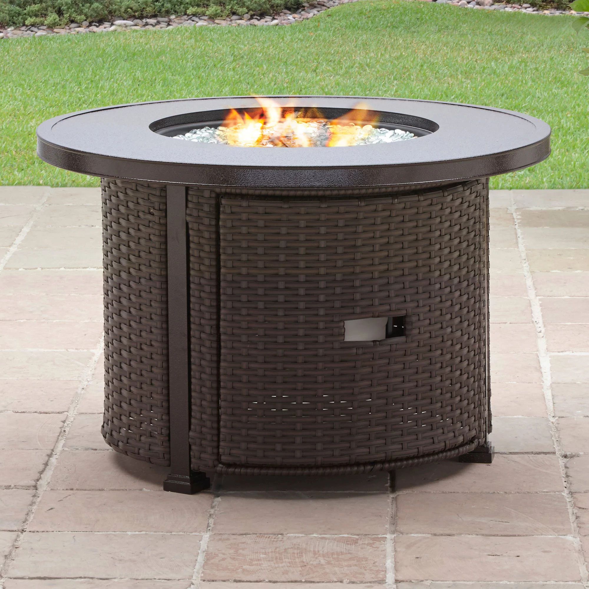 Better Homes & Gardens Colebrooke 37" Round 50,000 BTU Propane Gas Fire Pit Table with Glass Bead... | Walmart (US)