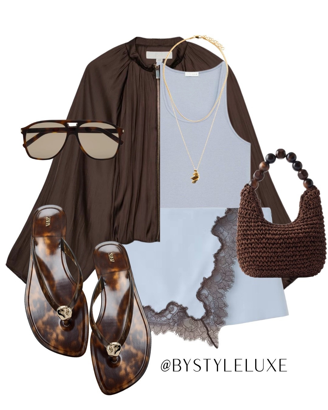SUMMER SHORTS - Brown and blue is still a trending colour combo, this Mango skort with the lace detail is stunning! 

#shorts #jacket #sandals

#LTKsummer #LTKspring #LTKuk