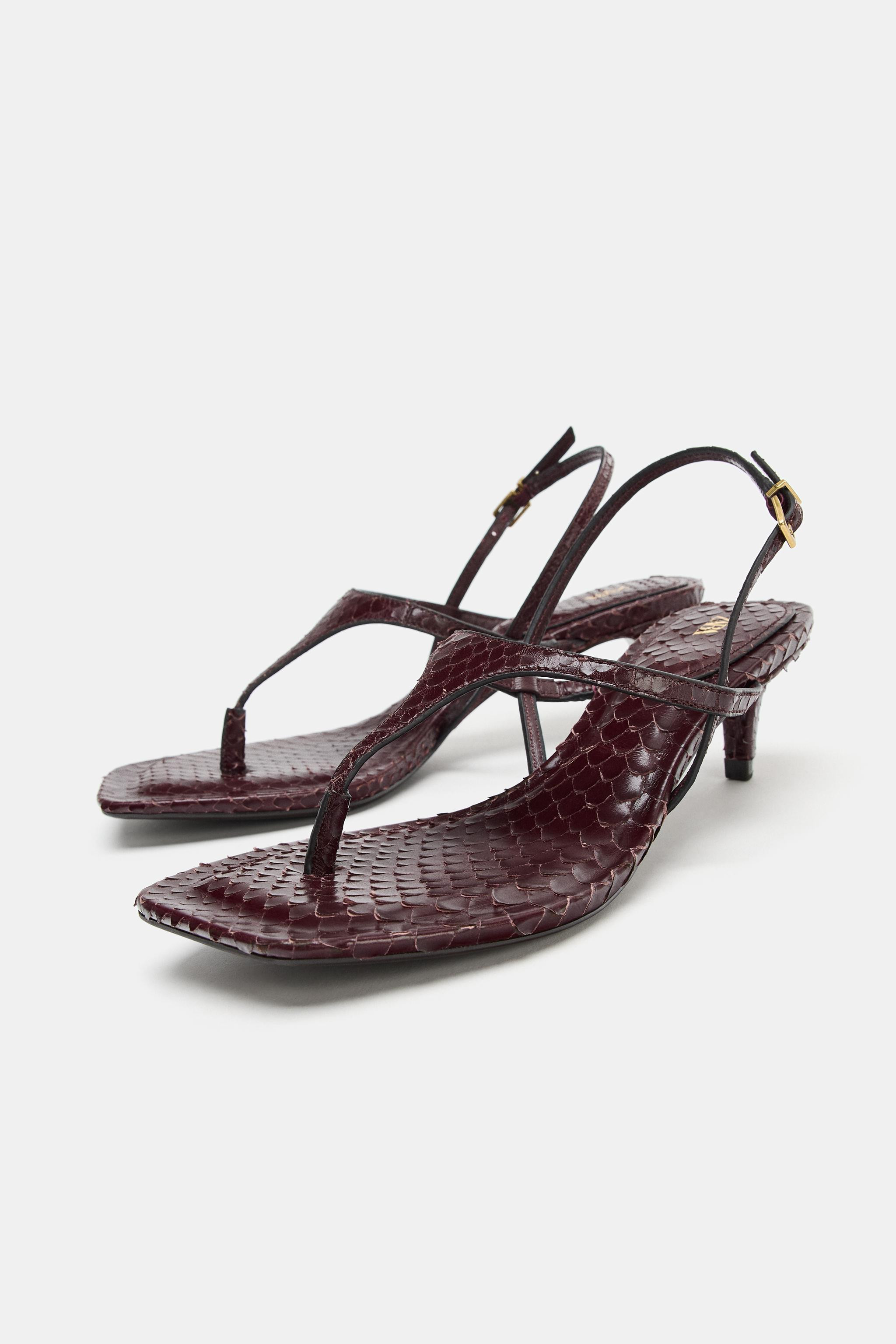 EMBOSSED LEATHER SANDALS | Zara US