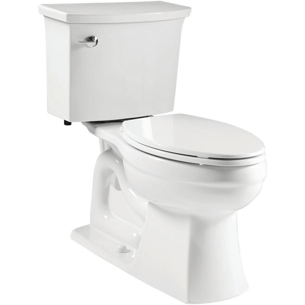 Elmbrook The Complete Solution 2-Piece 1.28 GPF Single Flush Elongated Toilet in White with Quiet... | The Home Depot
