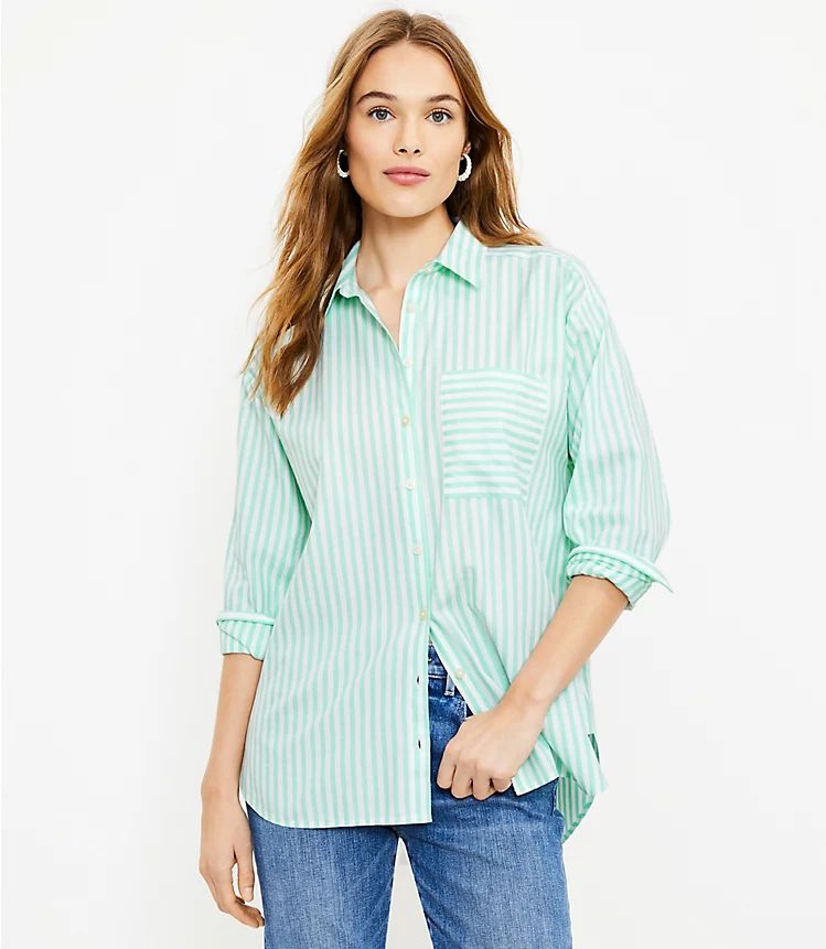 Striped Oversized Pocket Shirt | LOFT | LOFT